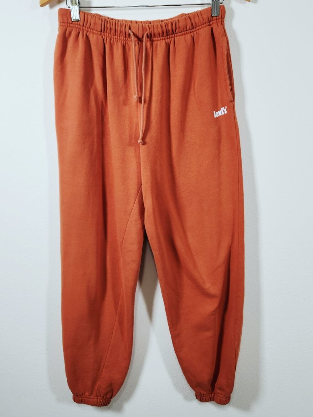 Levis Joggers Mens Medium Texas Orange Fleece Sweat Pants Elastic Waist